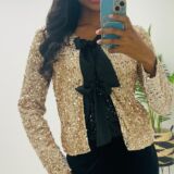 3 bow sequin top/jacket gold