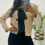 3 bow sequin top/jacket gold