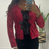 3 bow sequin top/jacket red