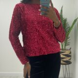 3 bow sequin top/jacket red