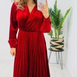 Velvet dress long sleeve embellished red