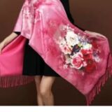 Silk and cashmere Raspberry  colours with roses