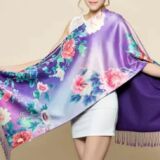 Silk and cashmere Violet with flowers