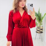 Velvet dress long sleeve embellished red