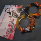 Resin and crystal drop earring brown with Amber crystal