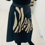 Tulip skirt pattern and leather black and beige