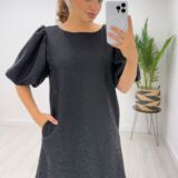 Lace dress bell sleeve  and bow black