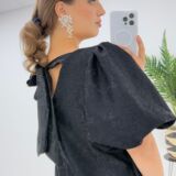 Lace dress bell sleeve  and bow black