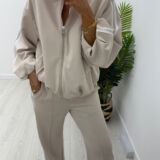 Luxe tracksuit latte with cream strip