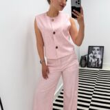 Co-ord gold button detail pink