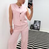 Co-ord gold button detail pink