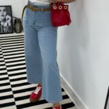 Blue jeans with belt