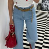 Blue jeans with belt