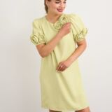 Shift dress rose detail colour pistachio