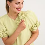 Shift dress rose detail colour pistachio