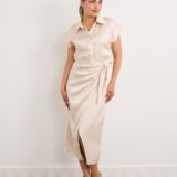 ruched shirt dress colour latte