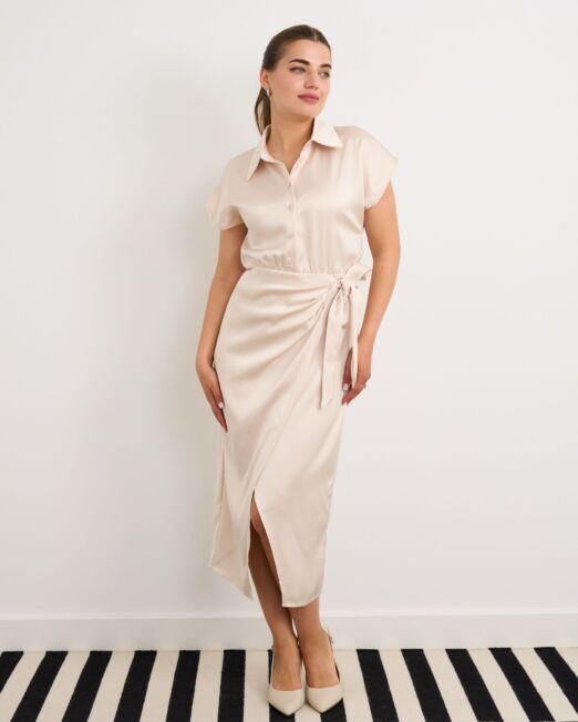ruched shirt dress colour latte