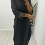 Leather trim day dress