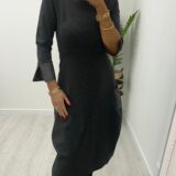 Leather trim day dress