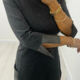 Leather trim day dress