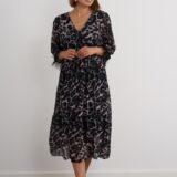 V neck feather trim dress