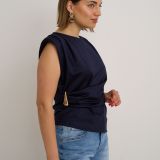 Ruched gold trim top